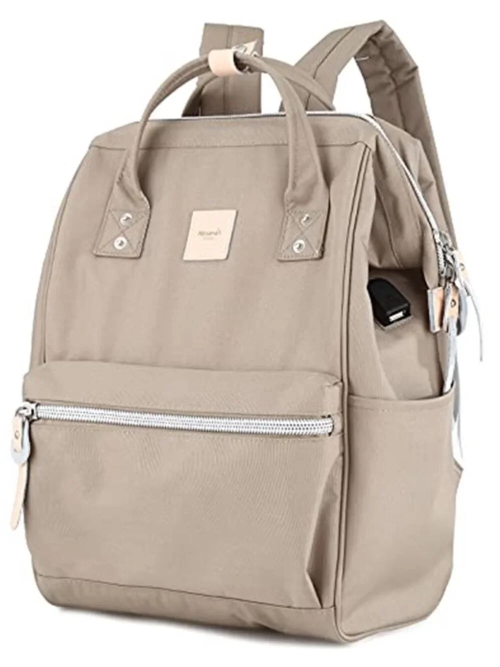 Laptop Backpack for Women Men Travel USB Charging Port Large Business Bag Khaki